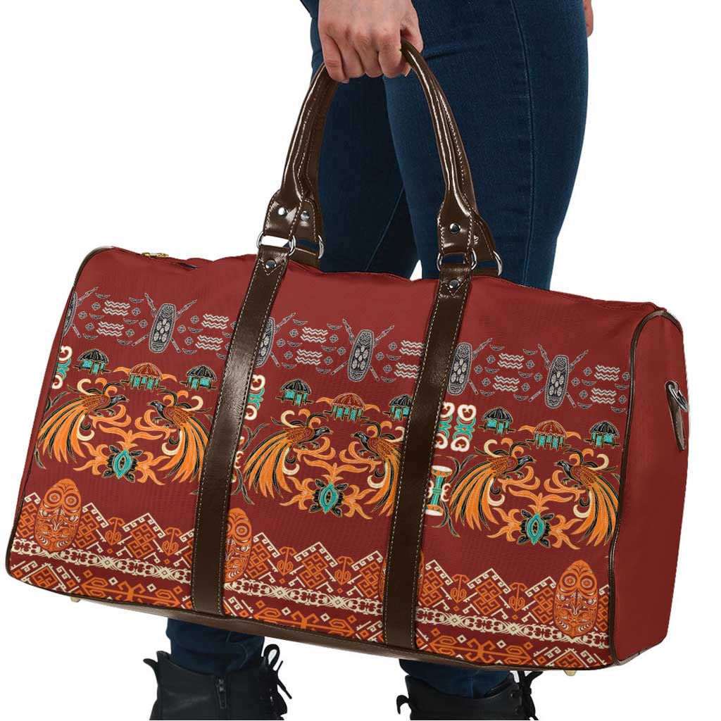 Oxblood Batik Papua-inspired Pattern Travel Bag LT9 - Polynesian Pride