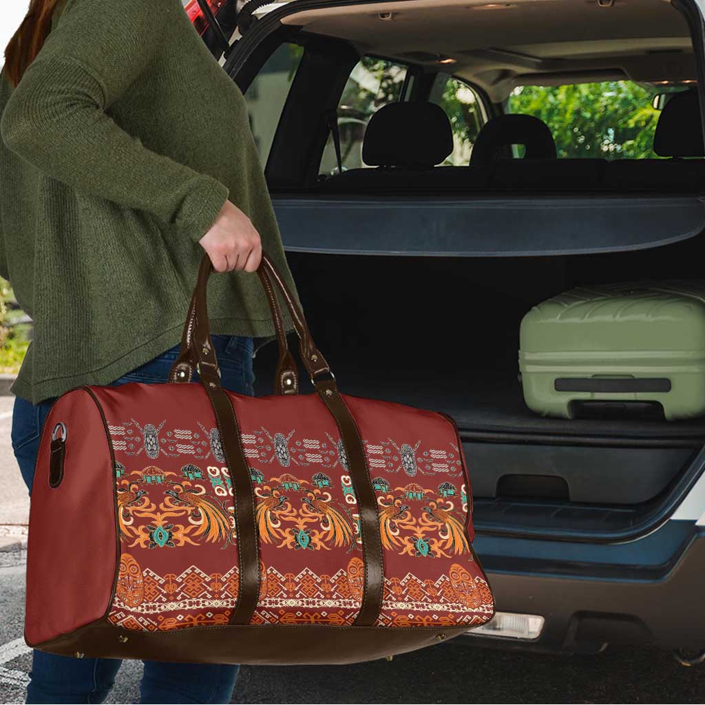 Oxblood Batik Papua-inspired Pattern Travel Bag LT9 - Polynesian Pride