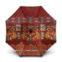 Oxblood Batik Papua-inspired Pattern Umbrella LT9 One Size Folded 11.42 inch Opened Diameter 37.4 inch Red - Polynesian Pride