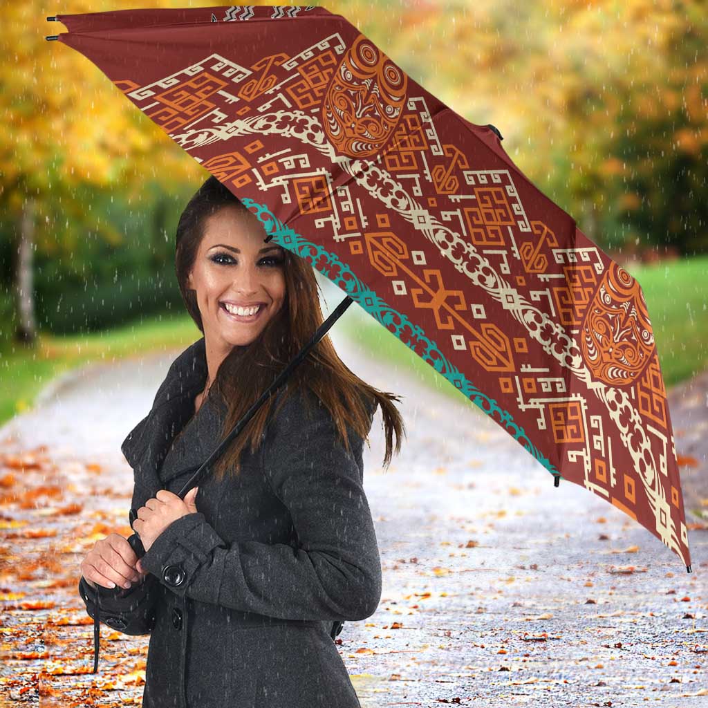 Oxblood Batik Papua-inspired Pattern Umbrella LT9 - Polynesian Pride