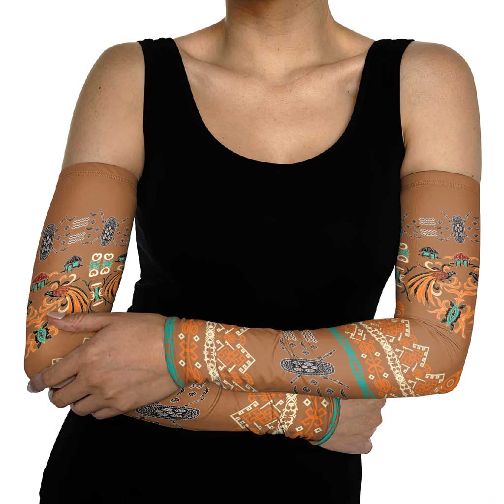 Terracotta Batik Papua-inspired Pattern Arm Sleeves LT9 - Polynesian Pride
