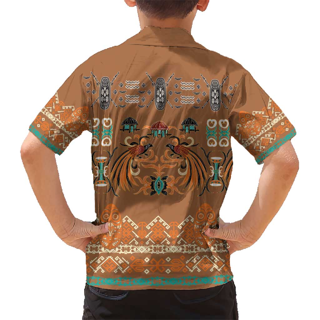 Terracotta Batik Papua-inspired Pattern Kid Hawaiian Shirt LT9 - Polynesian Pride