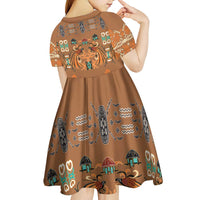 Terracotta Batik Papua-inspired Pattern Kid Short Sleeve Dress LT9 - Polynesian Pride