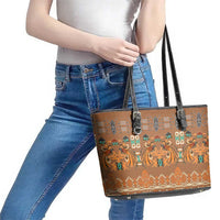 Terracotta Batik Papua-inspired Pattern Leather Tote Bag LT9 - Polynesian Pride