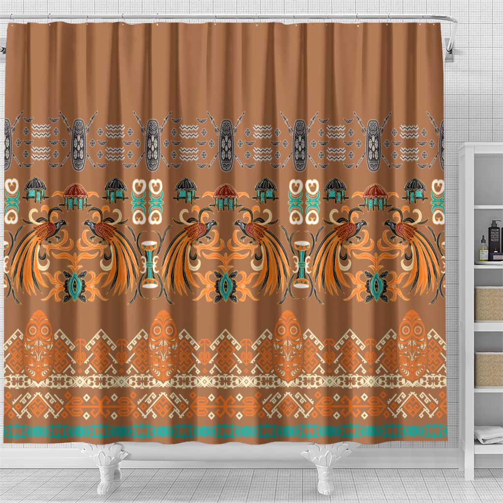 Terracotta Batik Papua-inspired Pattern Shower Curtain LT9 - Polynesian Pride