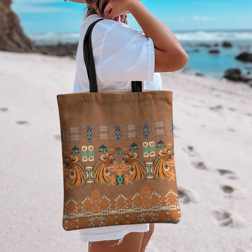 Terracotta Batik Papua-inspired Pattern Tote Bag LT9 - Polynesian Pride