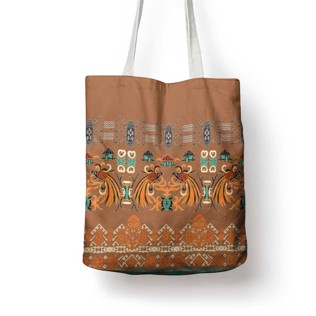 Terracotta Batik Papua-inspired Pattern Tote Bag LT9 - Polynesian Pride