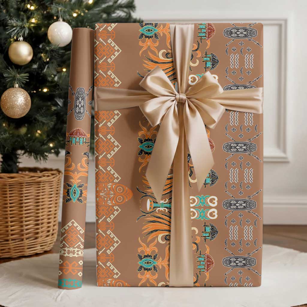 Terracotta Batik Papua-inspired Pattern Wrapping Paper LT9 - Polynesian Pride