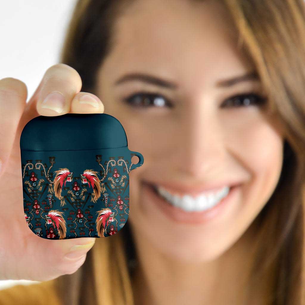 Dark Cyan Blue Bird of Batik Papua AirPods Case Exotic Natural Wealth of Papua LT9 Blue - Polynesian Pride