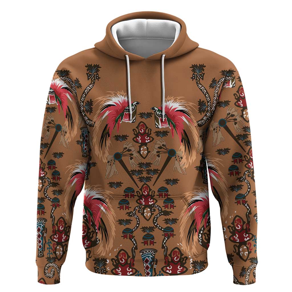 Terracotta Bird of Batik Papua Hoodie Exotic Natural Wealth of Papua LT9 Pullover Hoodie Gold - Polynesian Pride