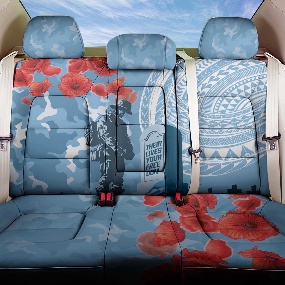 FSM Verterans Day Back Car Seat Cover Their Lives Your Freedom LT9 One Size Blue - Polynesian Pride