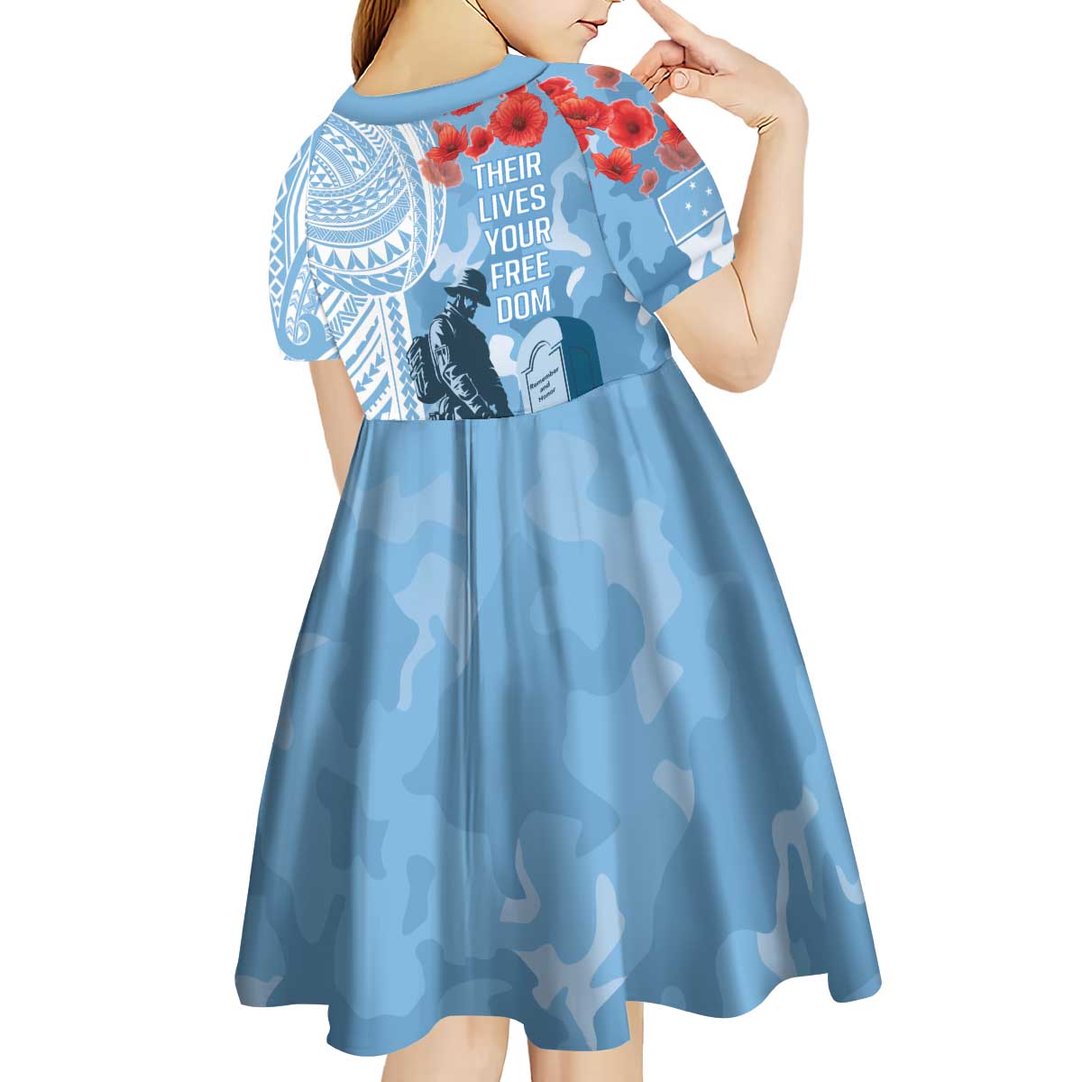 FSM Verterans Day Kid Short Sleeve Dress Their Lives Your Freedom LT9 - Polynesian Pride
