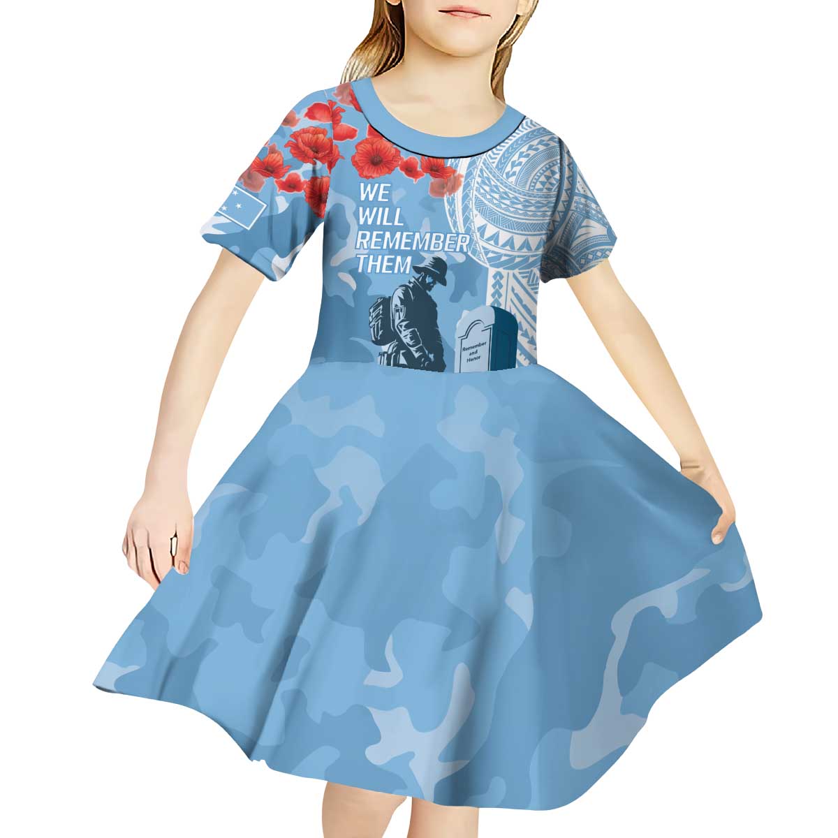 FSM Verterans Day Kid Short Sleeve Dress Their Lives Your Freedom LT9 - Polynesian Pride
