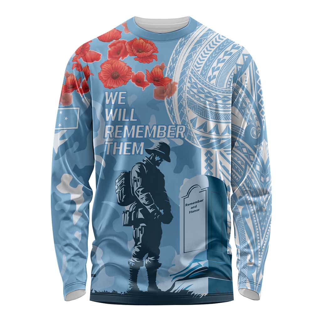 FSM Verterans Day Long Sleeve Shirt Their Lives Your Freedom LT9 Unisex Blue - Polynesian Pride