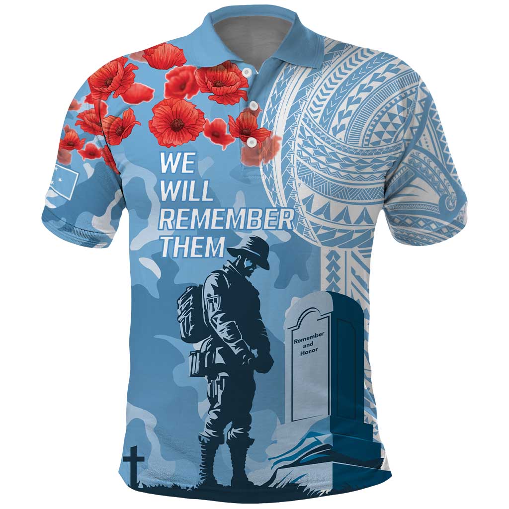 FSM Verterans Day Polo Shirt Their Lives Your Freedom LT9 Blue - Polynesian Pride
