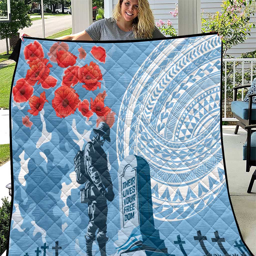 FSM Verterans Day Quilt Their Lives Your Freedom LT9 Blue - Polynesian Pride