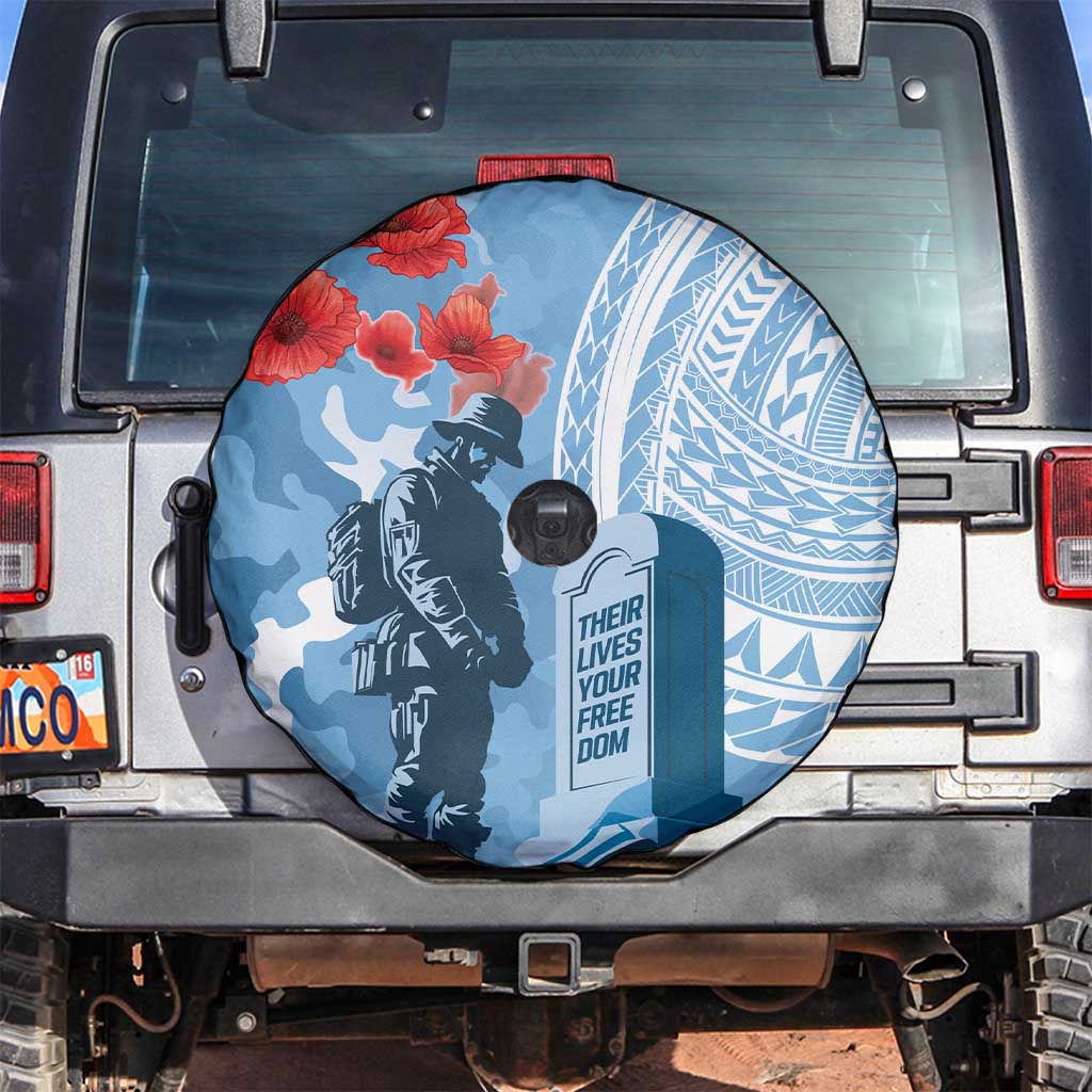 FSM Verterans Day Spare Tire Cover Their Lives Your Freedom LT9 Blue - Polynesian Pride