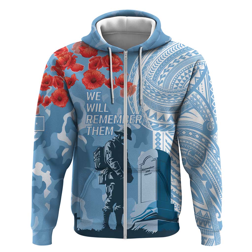 FSM Verterans Day Zip Hoodie Their Lives Your Freedom LT9 Zip Hoodie Blue - Polynesian Pride