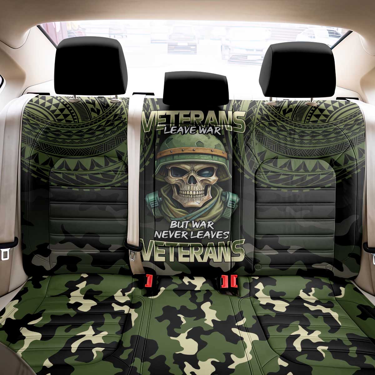 Veterans Day Back Car Seat Cover War Never Leaves A Veteran Proud Military LT9 - Polynesian Pride