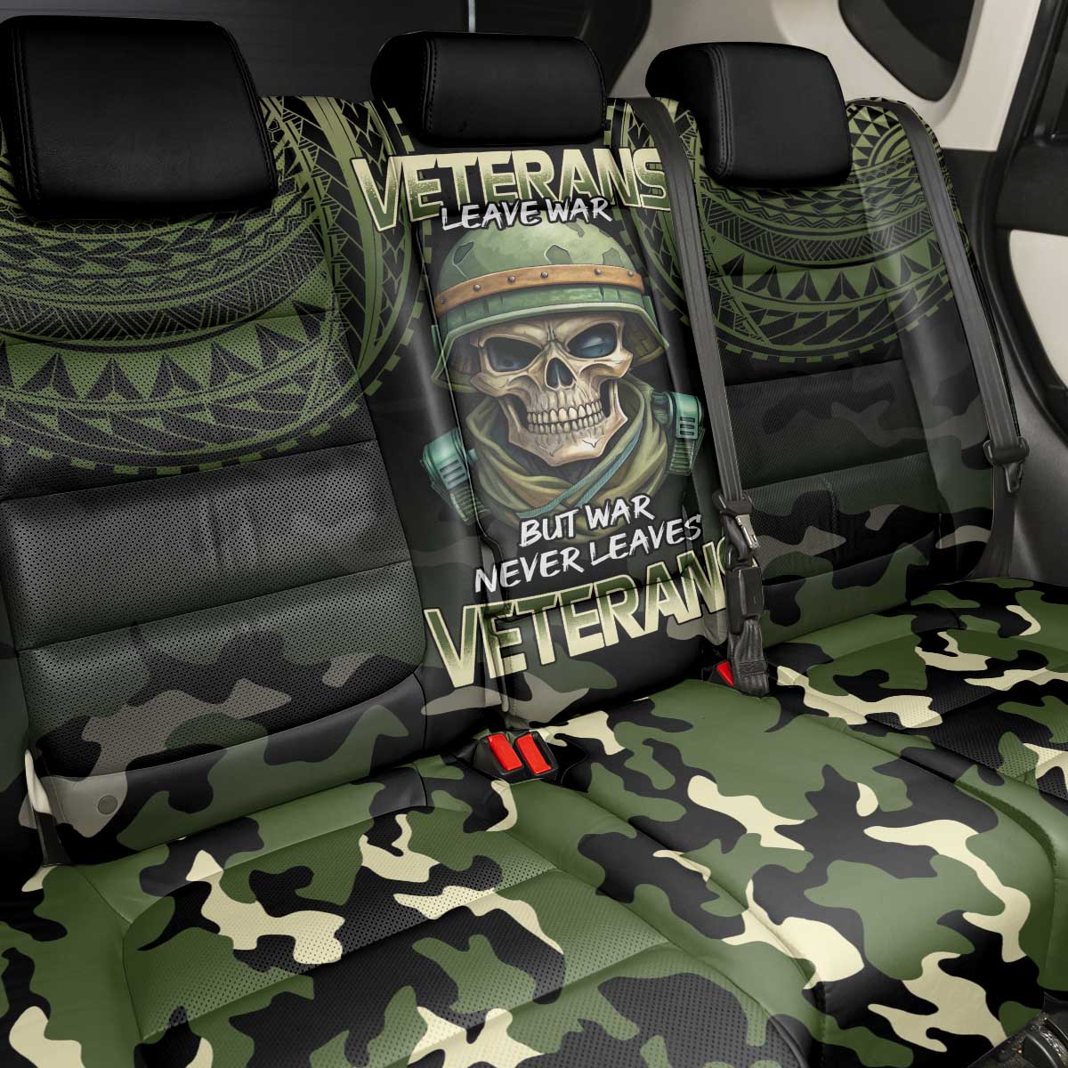 Veterans Day Back Car Seat Cover War Never Leaves A Veteran Proud Military LT9 - Polynesian Pride
