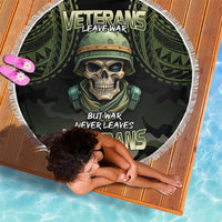 Veterans Day Beach Blanket War Never Leaves A Veteran Proud Military LT9 - Polynesian Pride