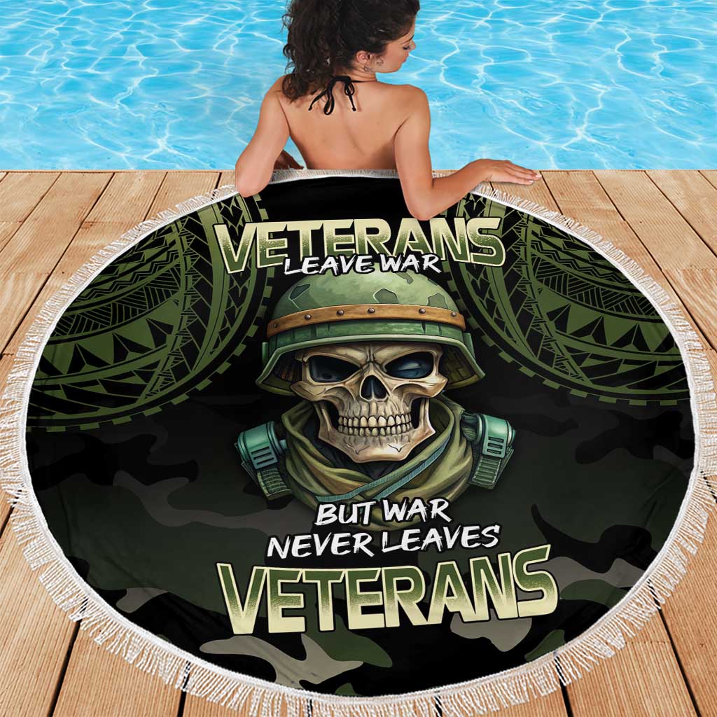 Veterans Day Beach Blanket War Never Leaves A Veteran Proud Military LT9 - Polynesian Pride