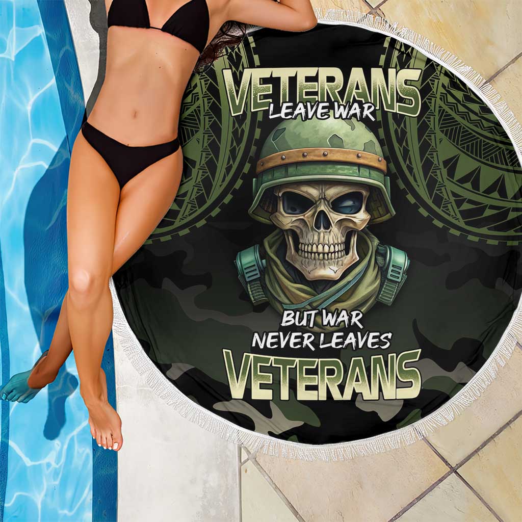 Veterans Day Beach Blanket War Never Leaves A Veteran Proud Military LT9 - Polynesian Pride