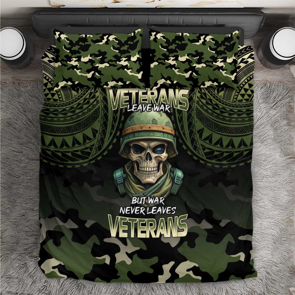 Veterans Day Bedding Set War Never Leaves A Veteran Proud Military LT9 Black - Polynesian Pride