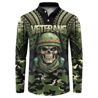 Veterans Day Button Sweatshirt War Never Leaves A Veteran Proud Military LT9 Black - Polynesian Pride