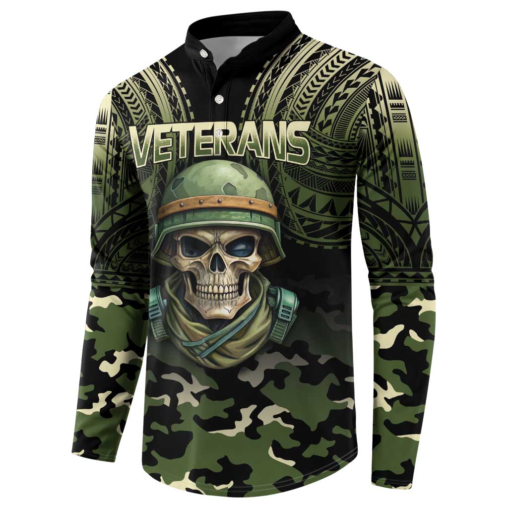 Veterans Day Button Sweatshirt War Never Leaves A Veteran Proud Military LT9 - Polynesian Pride