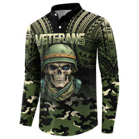 Veterans Day Button Sweatshirt War Never Leaves A Veteran Proud Military LT9 - Polynesian Pride