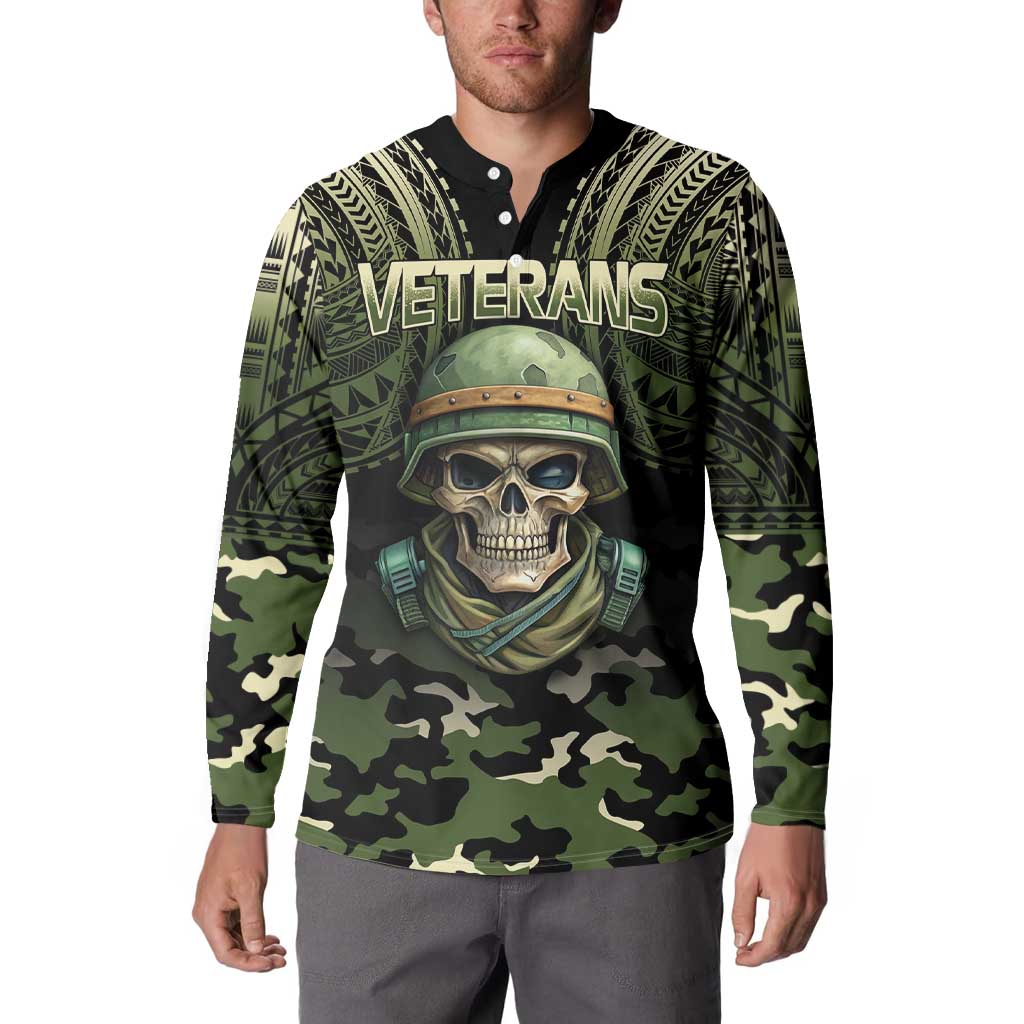 Veterans Day Button Sweatshirt War Never Leaves A Veteran Proud Military LT9 - Polynesian Pride