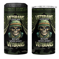 Veterans Day 4 in 1 Can Cooler Tumbler War Never Leaves A Veteran Proud Military LT9 One Size: 16 oz Black - Polynesian Pride