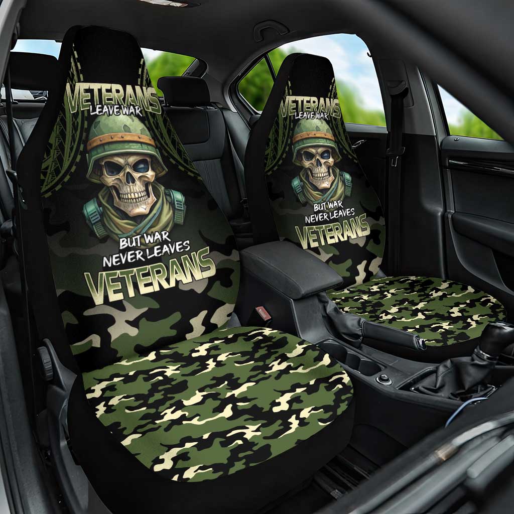 Veterans Day Car Seat Cover War Never Leaves A Veteran Proud Military LT9 One Size Black - Polynesian Pride
