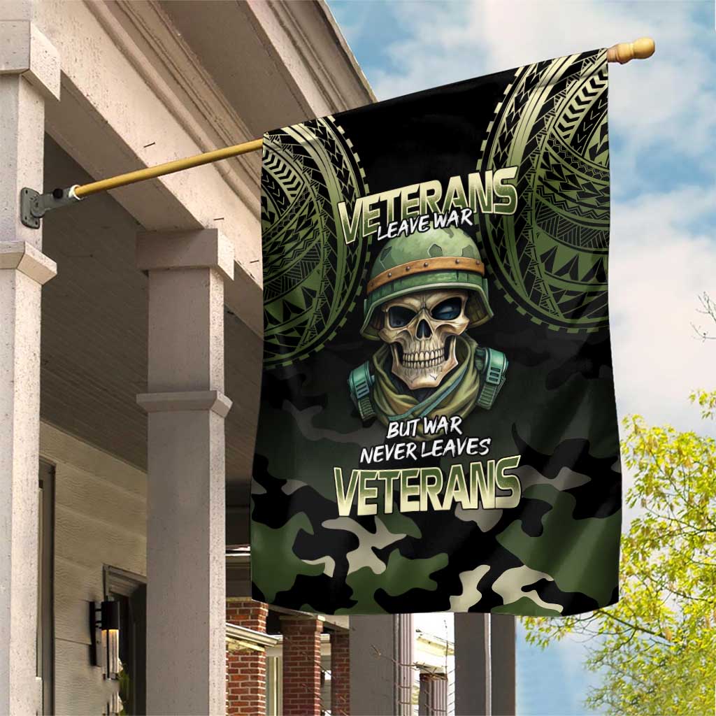 Veterans Day Garden Flag War Never Leaves A Veteran Proud Military LT9 House Flag Black - Polynesian Pride