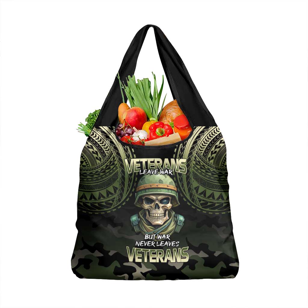 Veterans Day Grocery Bag War Never Leaves A Veteran Proud Military LT9 1-pack One Size Black - Polynesian Pride