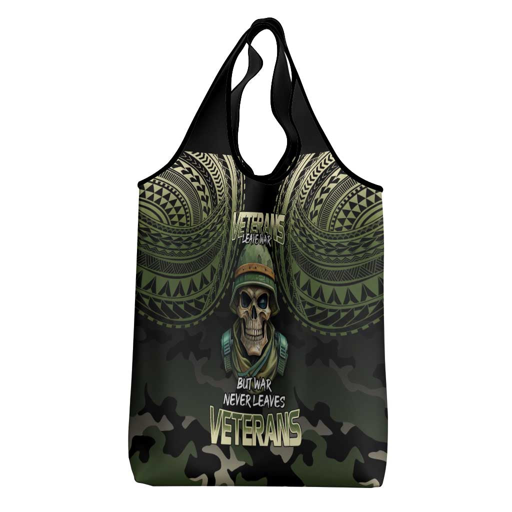 Veterans Day Grocery Bag War Never Leaves A Veteran Proud Military LT9 - Polynesian Pride