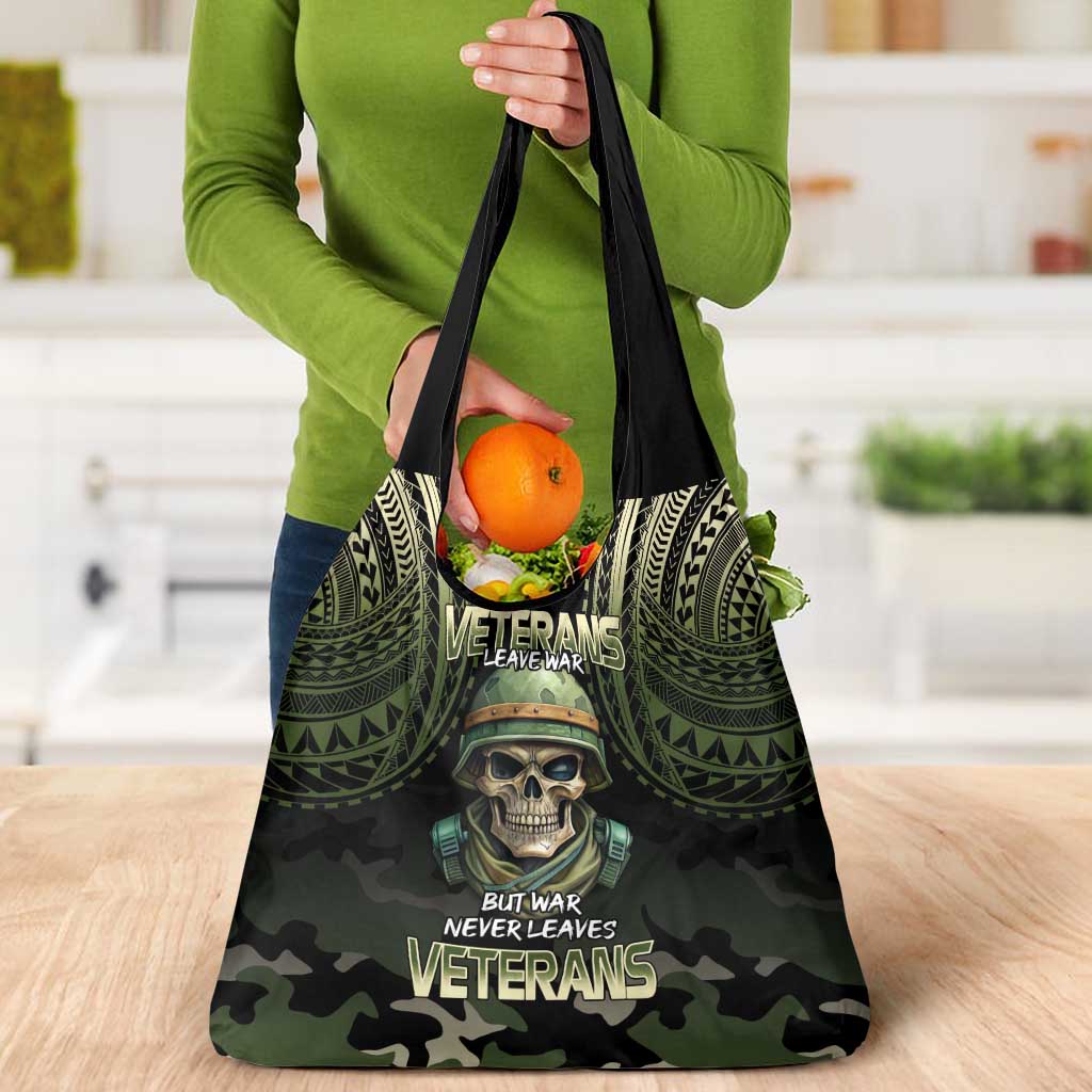 Veterans Day Grocery Bag War Never Leaves A Veteran Proud Military LT9 - Polynesian Pride