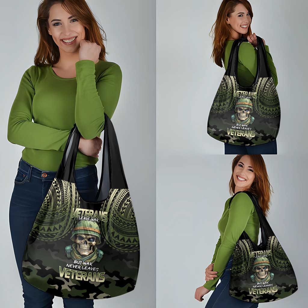 Veterans Day Grocery Bag War Never Leaves A Veteran Proud Military LT9 - Polynesian Pride