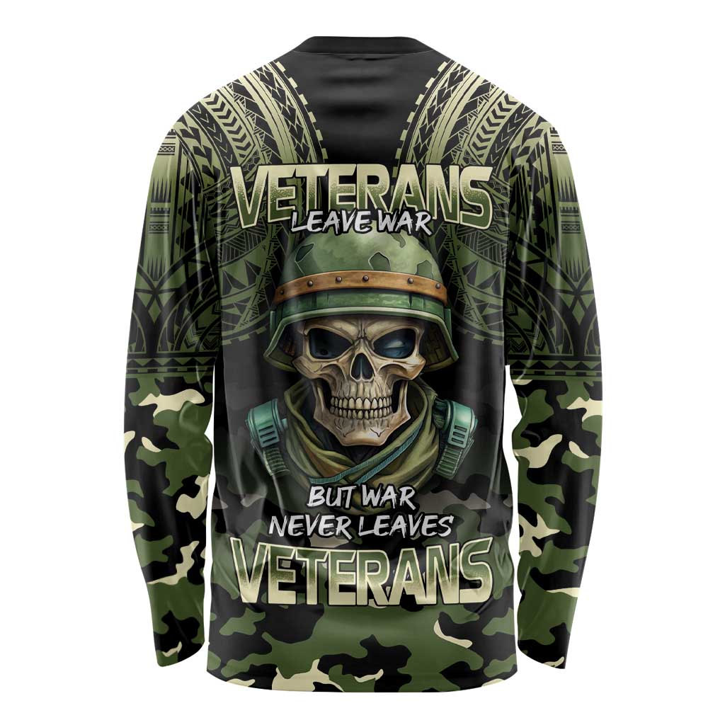 Veterans Day Long Sleeve Shirt War Never Leaves A Veteran Proud Military LT9 - Polynesian Pride