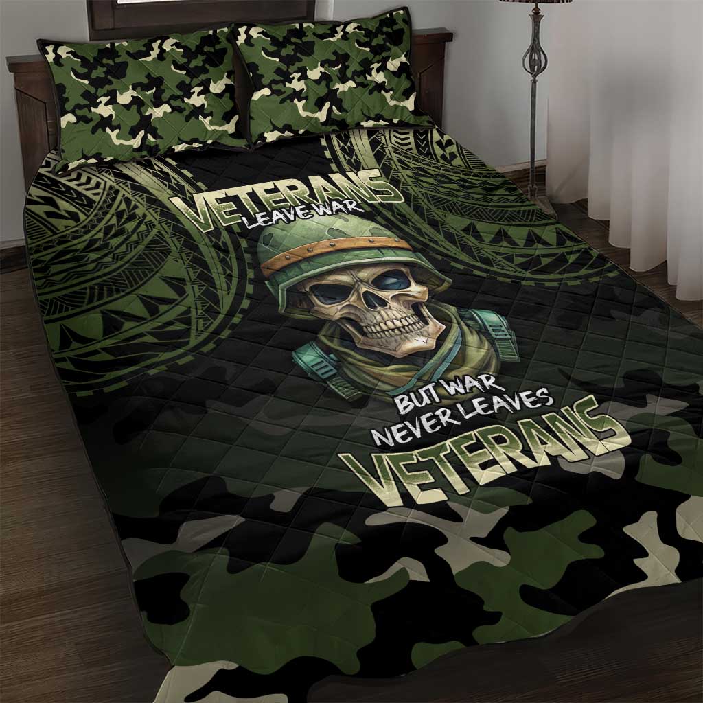 Veterans Day Quilt Bed Set War Never Leaves A Veteran Proud Military LT9 Black - Polynesian Pride