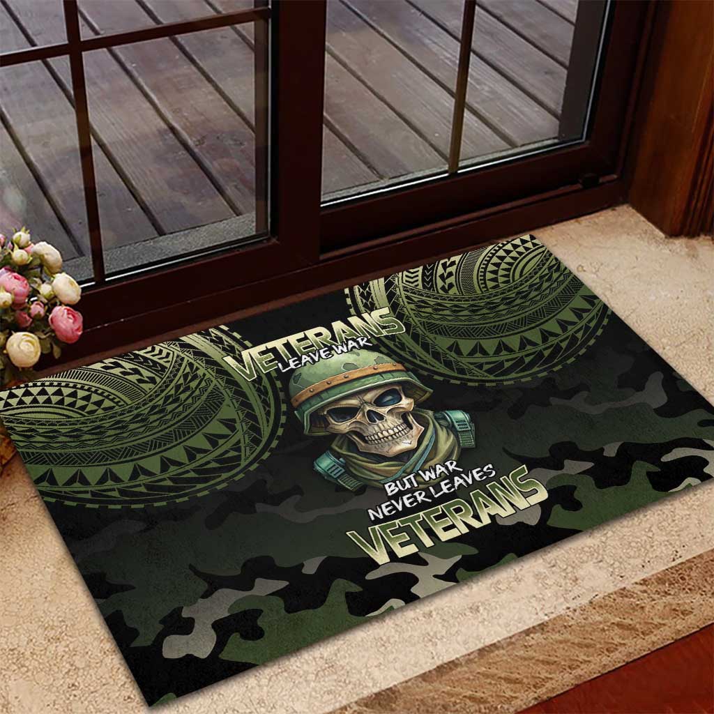 Veterans Day Rubber Doormat War Never Leaves A Veteran Proud Military LT9 - Polynesian Pride