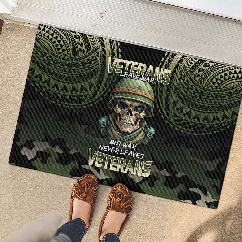 Veterans Day Rubber Doormat War Never Leaves A Veteran Proud Military LT9 - Polynesian Pride