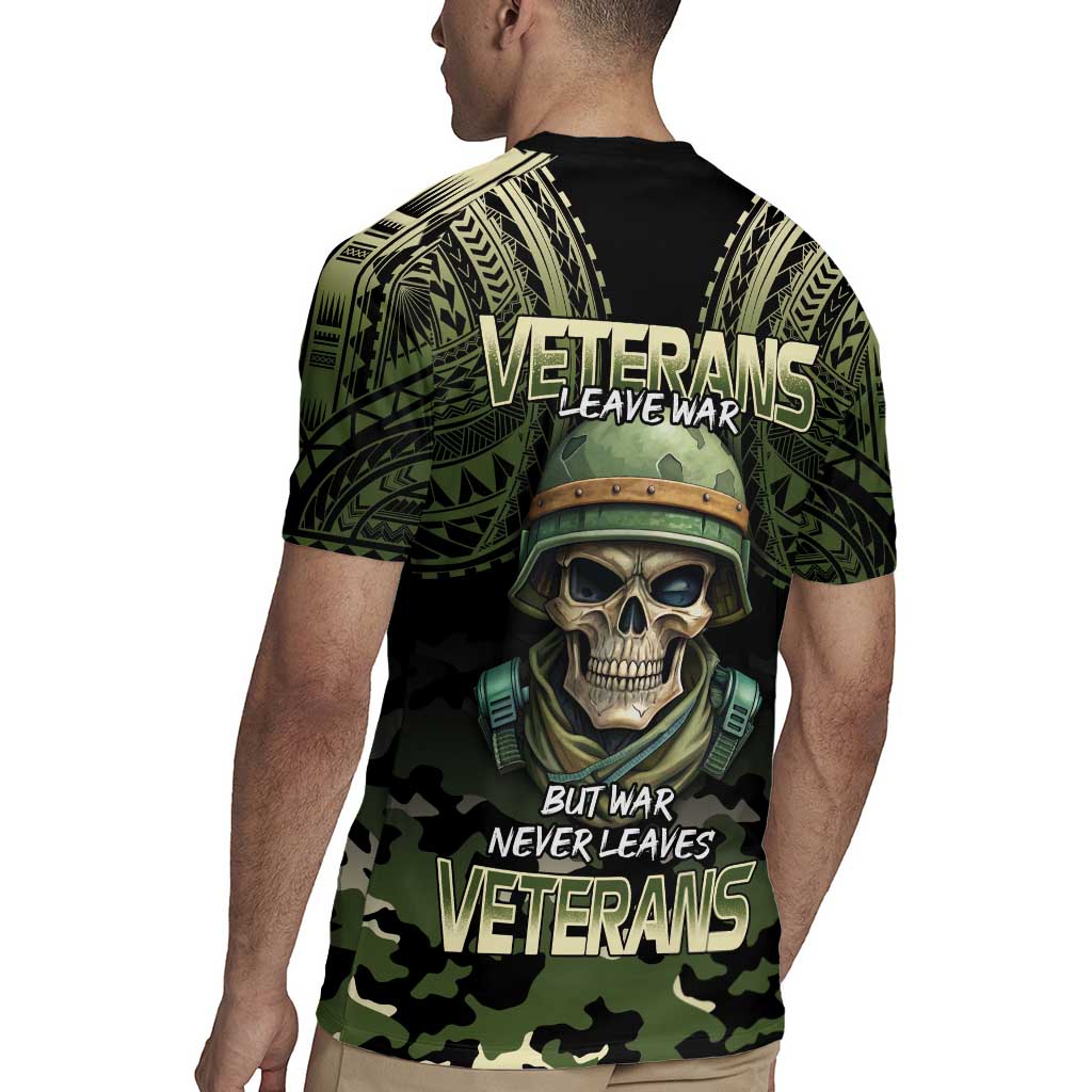 Veterans Day Rugby Jersey War Never Leaves A Veteran Proud Military LT9 - Polynesian Pride