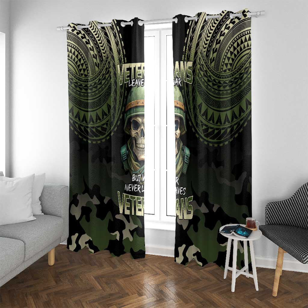Veterans Day Window Curtain War Never Leaves A Veteran Proud Military LT9 With Grommets Black - Polynesian Pride