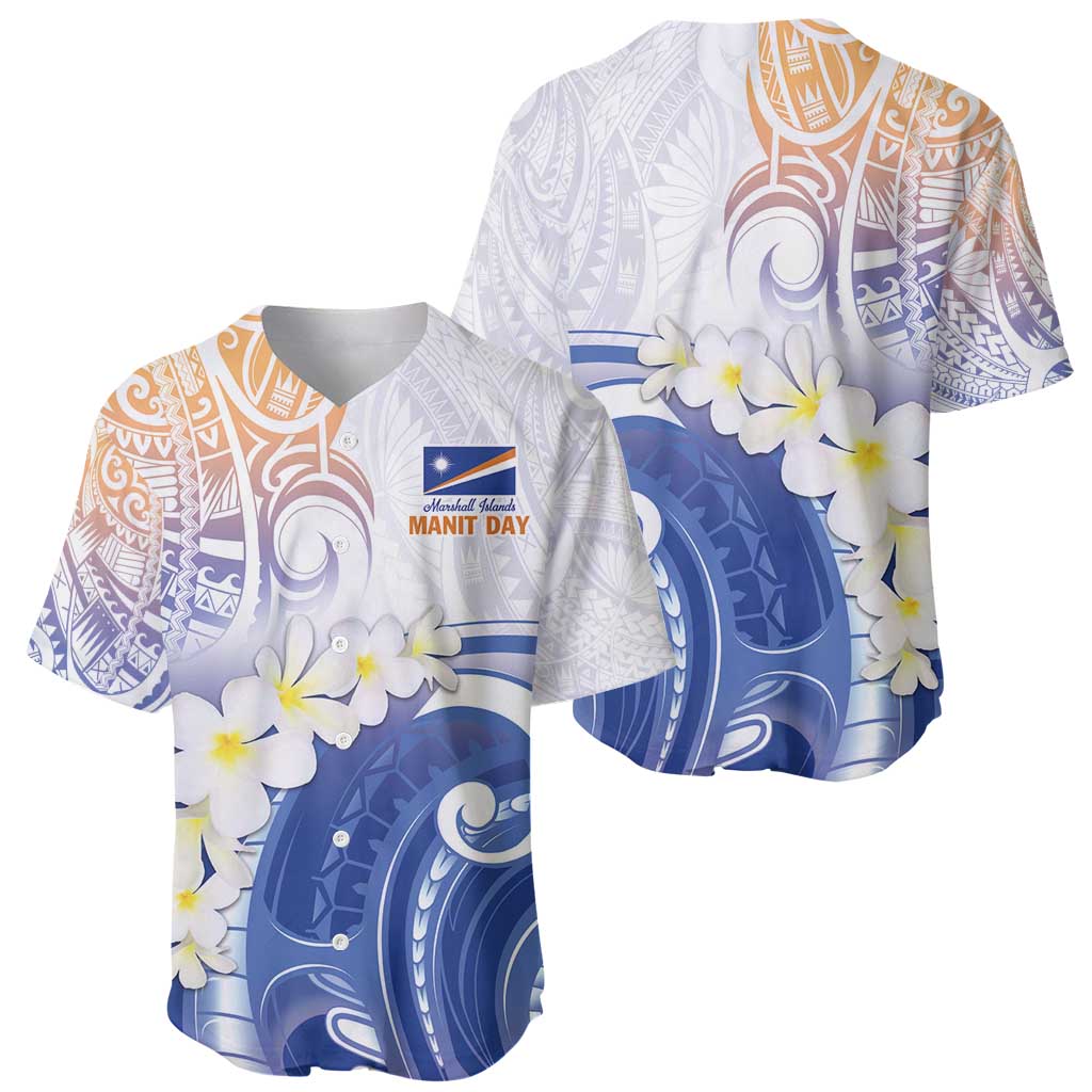 Marshall Islands Manit Day Baseball Jersey Plumeria and Polynesian Tribal LT9 - Polynesian Pride