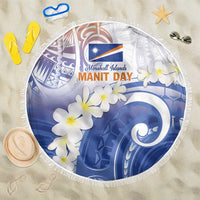 Marshall Islands Manit Day Beach Blanket Plumeria and Polynesian Tribal LT9 One Size 150cm White - Polynesian Pride