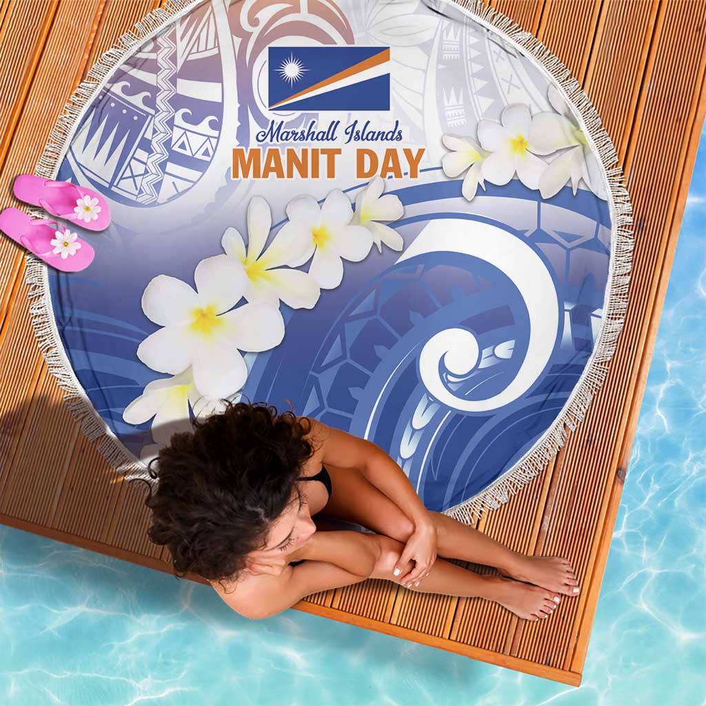 Marshall Islands Manit Day Beach Blanket Plumeria and Polynesian Tribal LT9 - Polynesian Pride