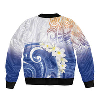 Marshall Islands Manit Day Bomber Jacket Plumeria and Polynesian Tribal LT9 - Polynesian Pride