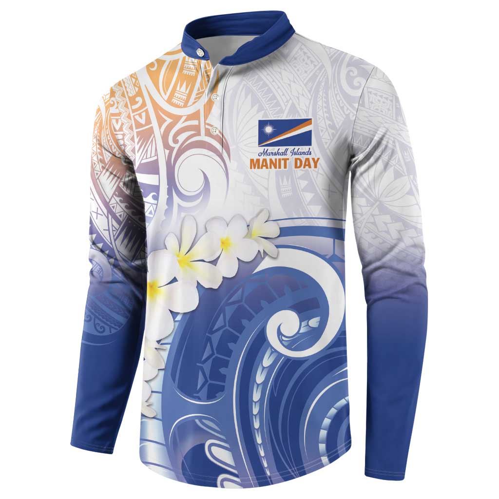 Marshall Islands Manit Day Button Sweatshirt Plumeria and Polynesian Tribal LT9 - Polynesian Pride